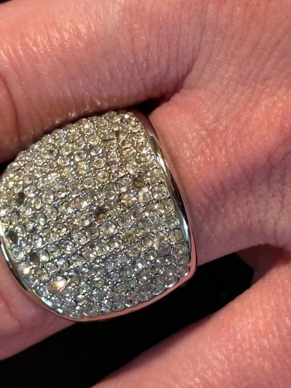 Lia Sophia Jersey Jen Rhinestone Ring - missing a couple rhinestones sz 9